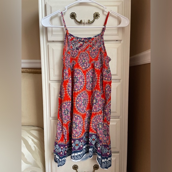 Orange and Purple Patterned Women's Dress - Picture 5 of 6